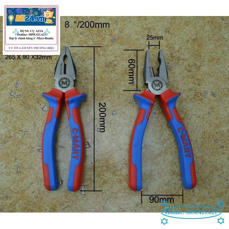 Kìm điện cán đỏ xanh B0143-08 C-MART RẺ NHẤT THỊ TRƯỜNG