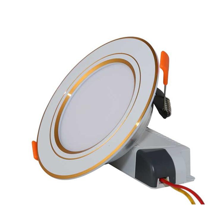 Đèn LED âm trần đổi 3 màu 7W Rạng Đông, khoét lỗ 90, vỏ nhôm đúc - (Viền vàng/ viền bạc)