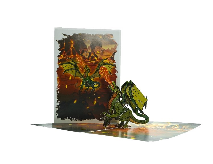 Thiệp 3D Rồng Phun Lửa Huyền Bí – Thiệp Pop Up Độc Đáo, Sáng Tạo, Tặng Sinh Nhật, Game Thủ, Fan Fantasy, A33