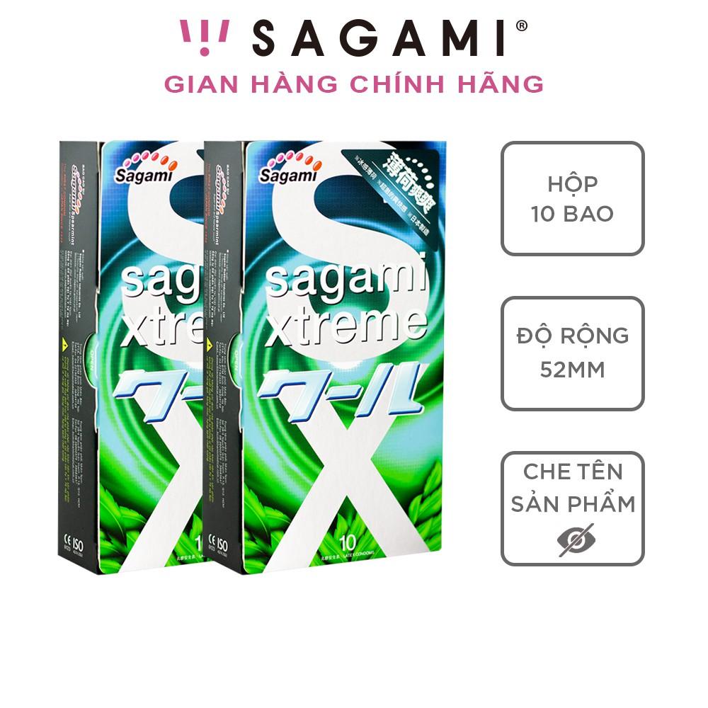 Combo 2 hộp Bao cao su Sagami Spearmint - Hương bạc hà - Hộp 10 chiếc