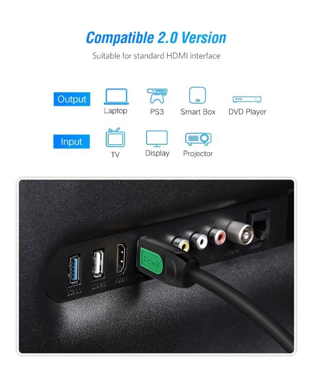 Ugreen UG40464HD101TK 5M màu Đen Cáp tín hiệu HDMI chuẩn 1.4 hỗ trợ phân giải 4K * 2K - HÀNG CHÍNH HÃNG