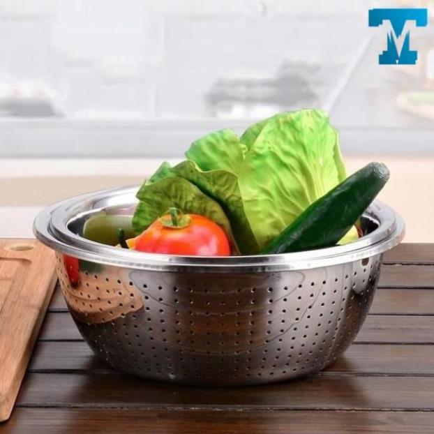 Bộ Thau Rổ Inox ISA Không Gỉ 5 Món Tiện Dụng