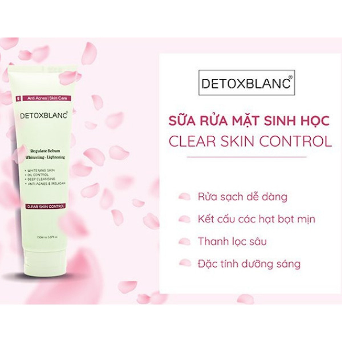 Sửa Rửa Mặt Chăm Sóc Da Mụn Nhạy Cảm Detox BlanC Clear Skin Control (mẫu mới)