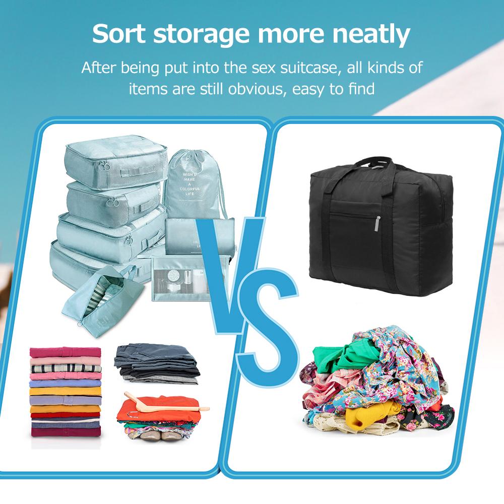 Set 8 Túi Du Lịch Chất Liệu Polyester Di Động