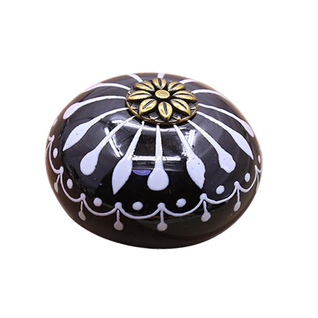 2xCeramic Cabinet Knobs Drawer Furniture Hardware Door Pull Handle Black