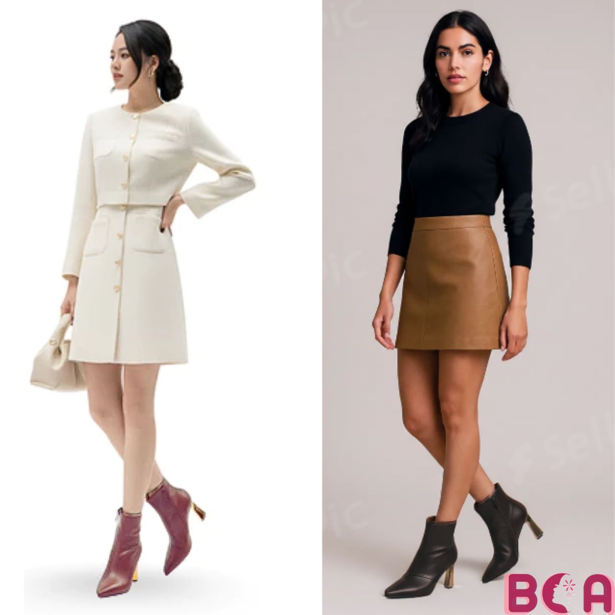 Boot Nữ Cổ Ngắn RO711 ROSATA – Da PU Loại 1 – Gót 9cm – Mũi Nhọn – Size 35–40