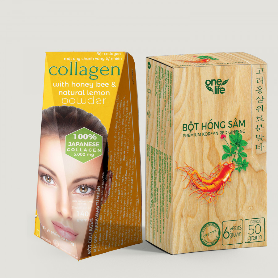 Combo Bộ Quà Tặng Làm Đẹp Tự Nhiên Cao Cấp OneLife (Hồng Sâm & Collagen Mật ong Chanh Vàng)