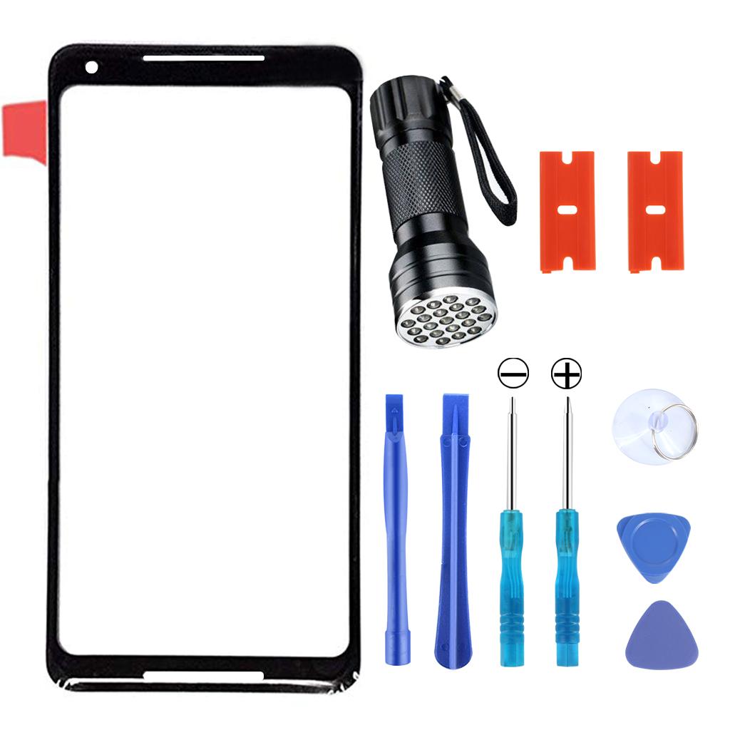 NEW Front Outer Glass Lens Screen Protector Replacement with UV Torch and Tools Repair Kit Compatible with Pixel 2 XL