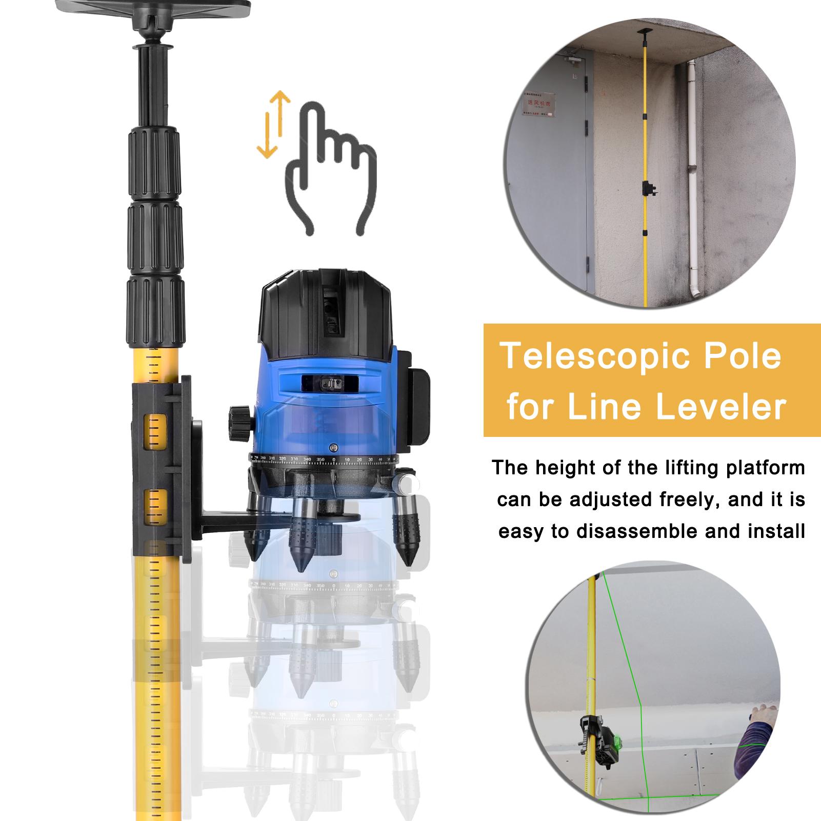 Telescopic Pole for Line Leveler Aluminum Alloy Adjustable Lift Extend Bracket Holder Stand Support for 1/4''and 5/8''