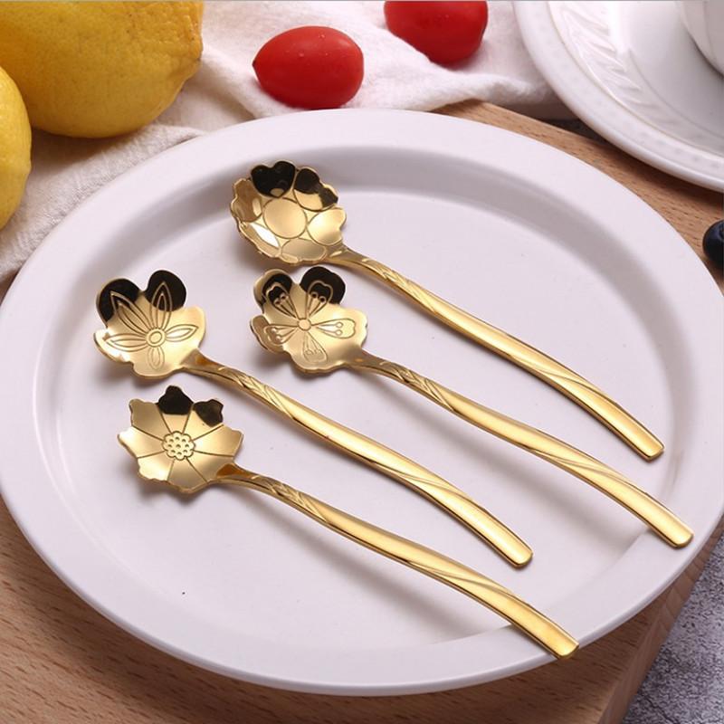 Thép không gỉ sáng tạo thìa cà phê bộ đồ ăn tuyết cánh hoa thìa thìa thép không gỉ