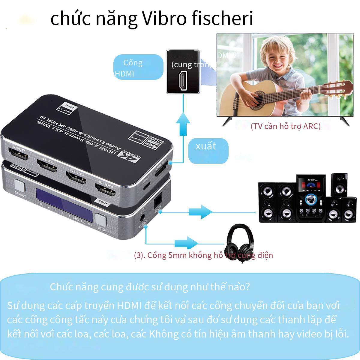 Đảm bảo chất lượng Bộ chuyển đổi HDMI 4 bộ chuyển đổi vào và ra có tách âm thanh Bộ chuyển đổi HDMI2.0 với ARC 4K120HZ