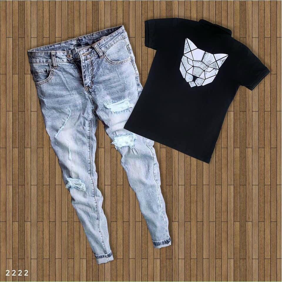 Quần Jean Nam Đẹp ️️ Quần Bò Nam Rách Gối Chất Liệu Denim Cao Cấp Thời Trang Chuẩn Hàng Shop Tô Tồ Shop -QJN49