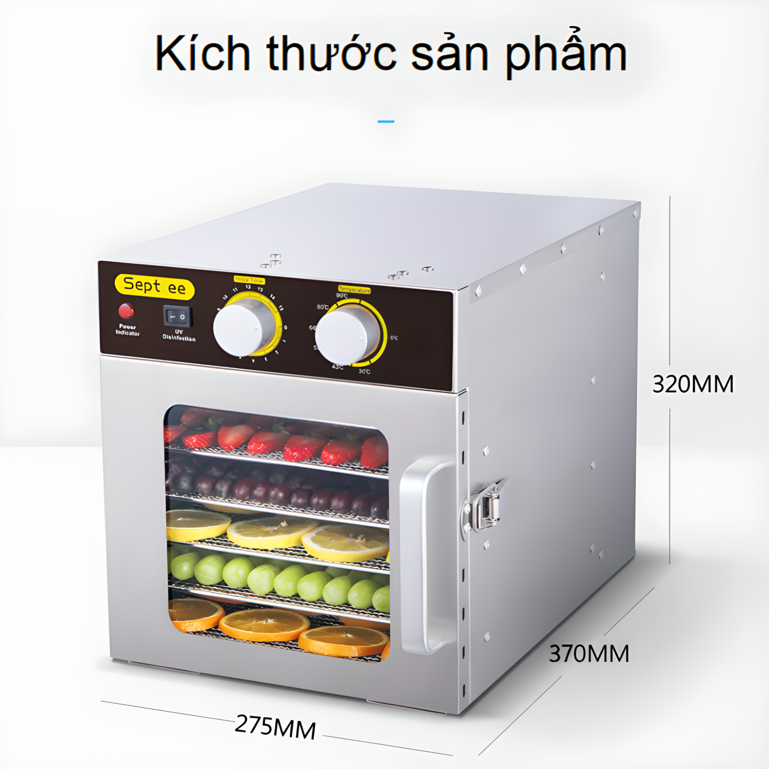 Máy sấy thực phẩm tích hợp đèn UV diệt khuẩn thương hiệu Mỹ Septree cao cấp ST-04 - Hàng Nhập Khẩu