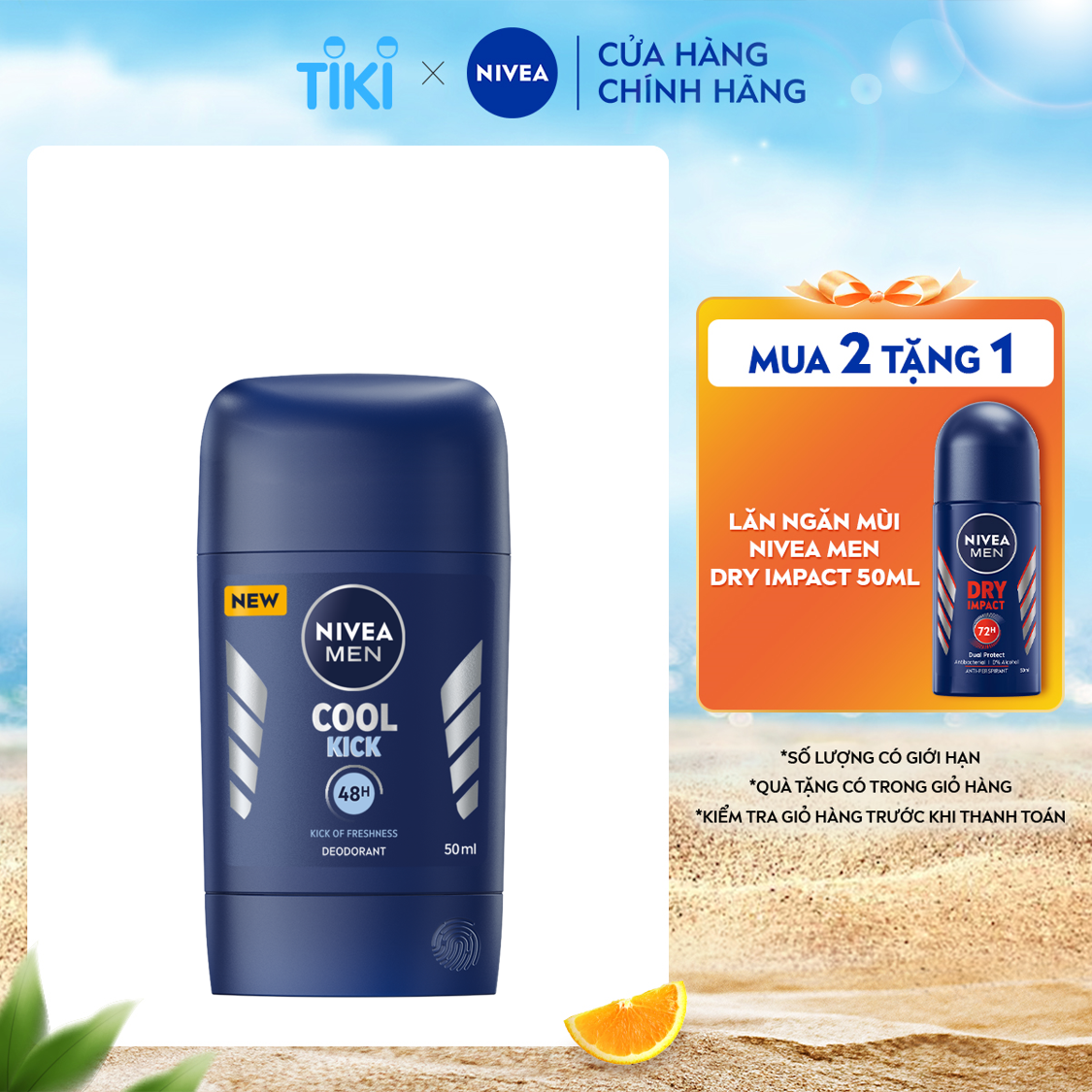 Sáp Ngăn Mùi NIVEA MEN Cool Kick Mát Lạnh (50 ml) - 83139