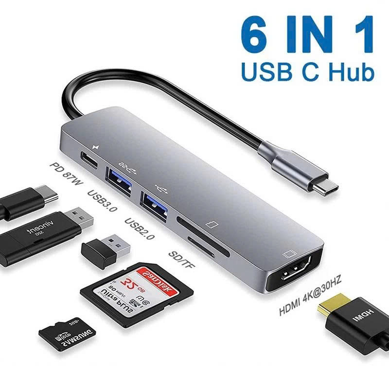 Bộ Chuyển Đổi Hub USB C Hub 8 Trong 1 Type C 3.1 Sang USB 3.0/ Type C/ Đọc Thẻ SD / TF Cho MacBook Notebook Laptop Máy Tính - Hàng Nhập Khẩu