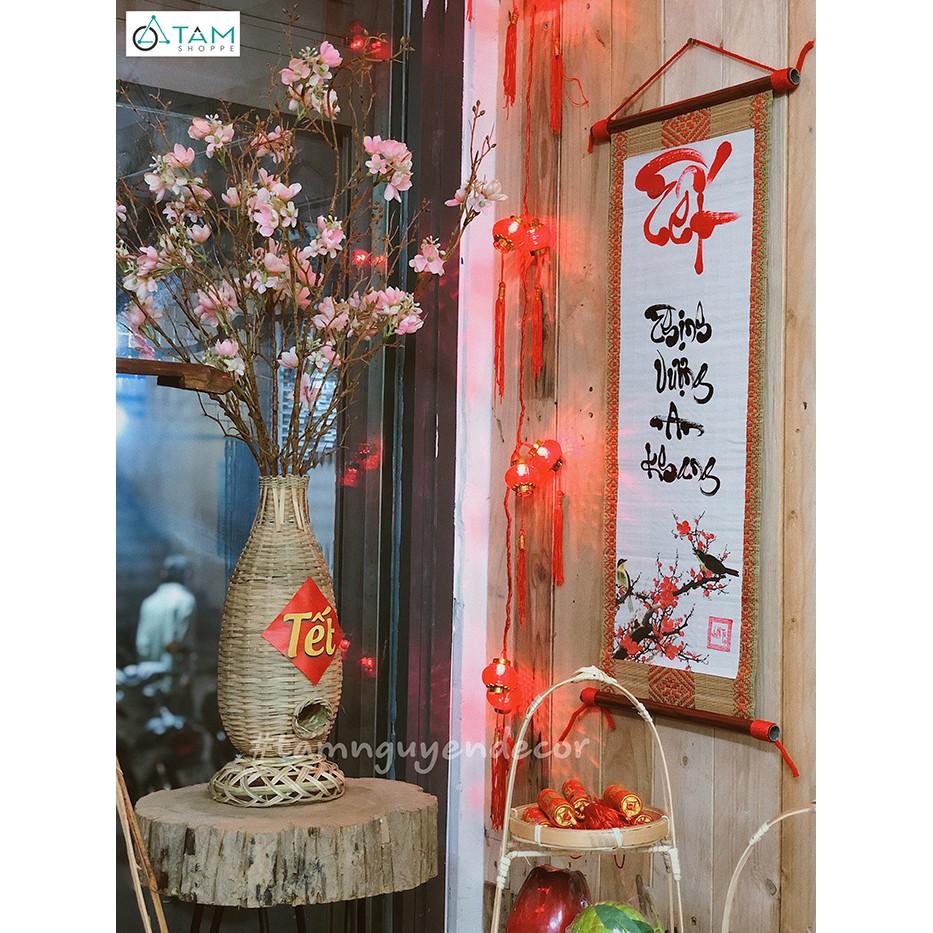 Lọ hoa Tết bằng tre handmade Lợp bắt cá C36cm MTL-LHOA-60