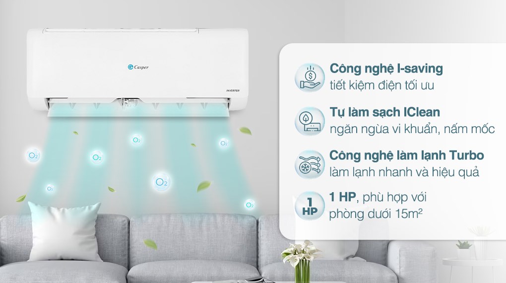 Điều Hòa Casper Inverter 1 Chiều 9000BTU (1HP) TC-09IS35 - Hàng Chính Hãng