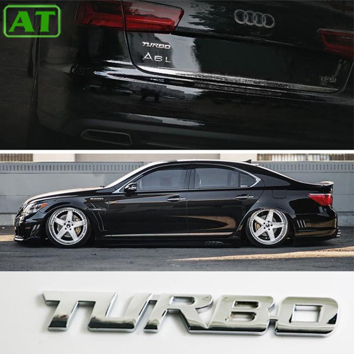 Logo Sticker Chữ TURBO 3D Nổi Hợp Kim Nhôm Dán Trang Trí Ô Tô Xe Hơi Màu Bạc