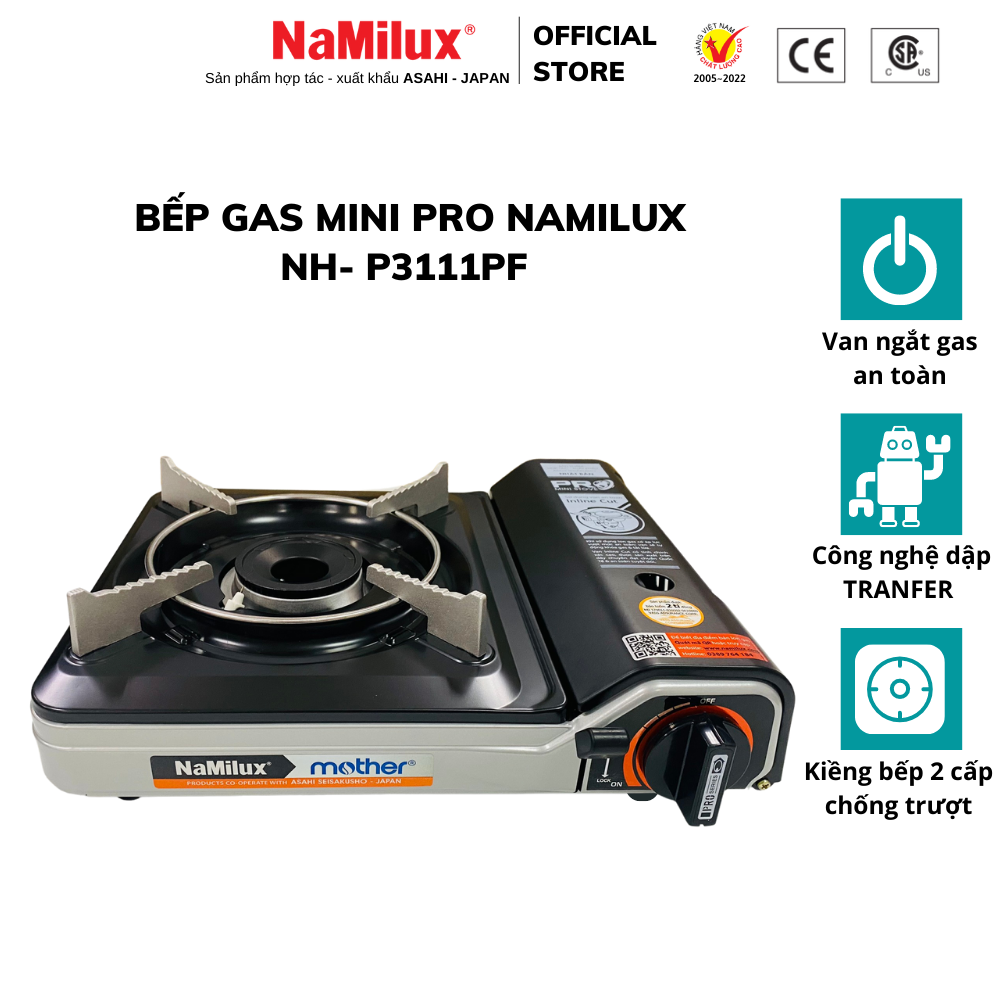 Bếp Gas Du Lịch NaMilux Mother│Van An Toàn Inline Cut│Công Suất 2.6 Kw - Hàng Chính Hãng