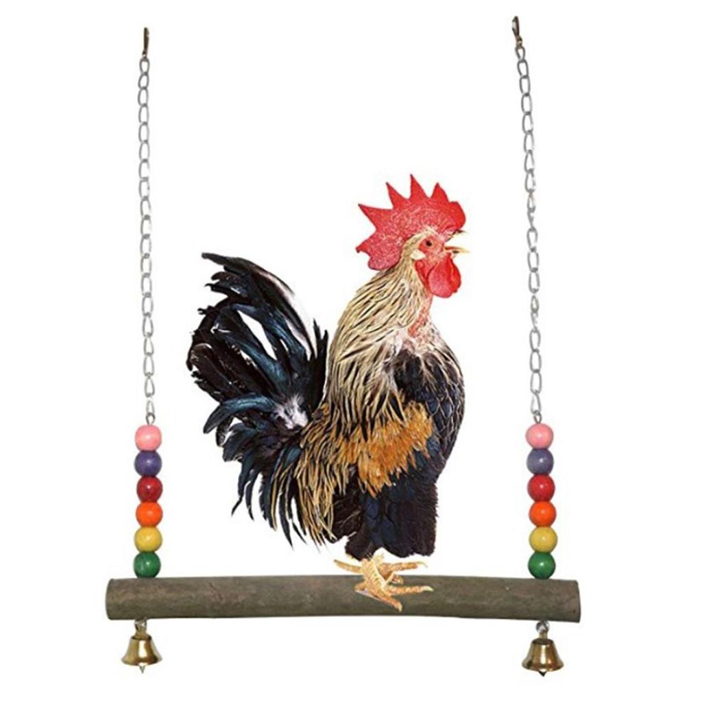 Big Chicken Ladder Swing Hanging Wood Perches Parrot Chew Exercise Toy