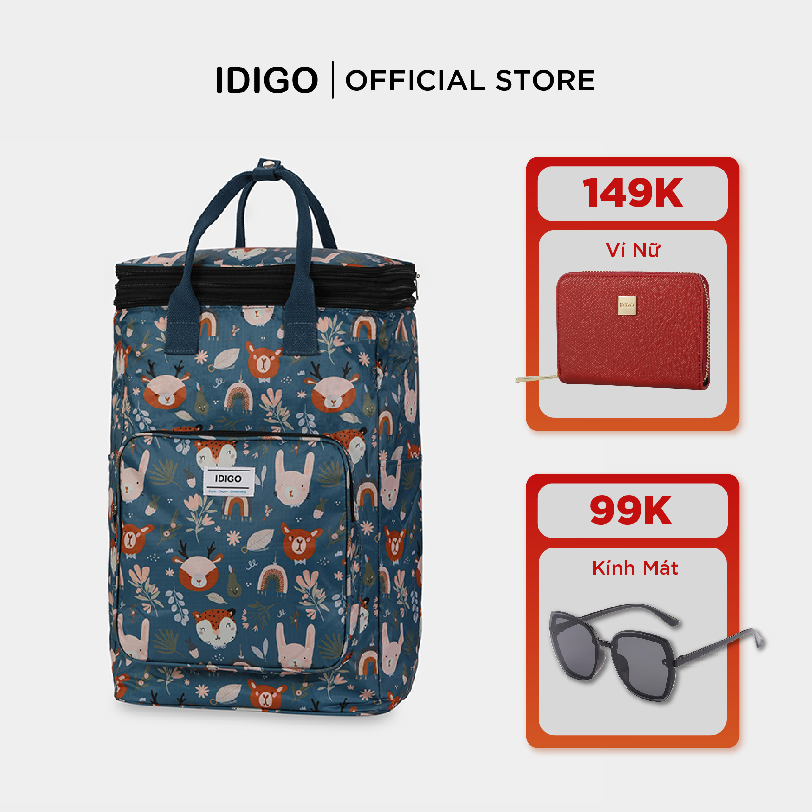 Túi xách tay đa năng nhiều ngăn, túi du lịch gấp gọn siêu nhẹ IDIGO UF6-9001 (không bao gồm chân kéo vali)