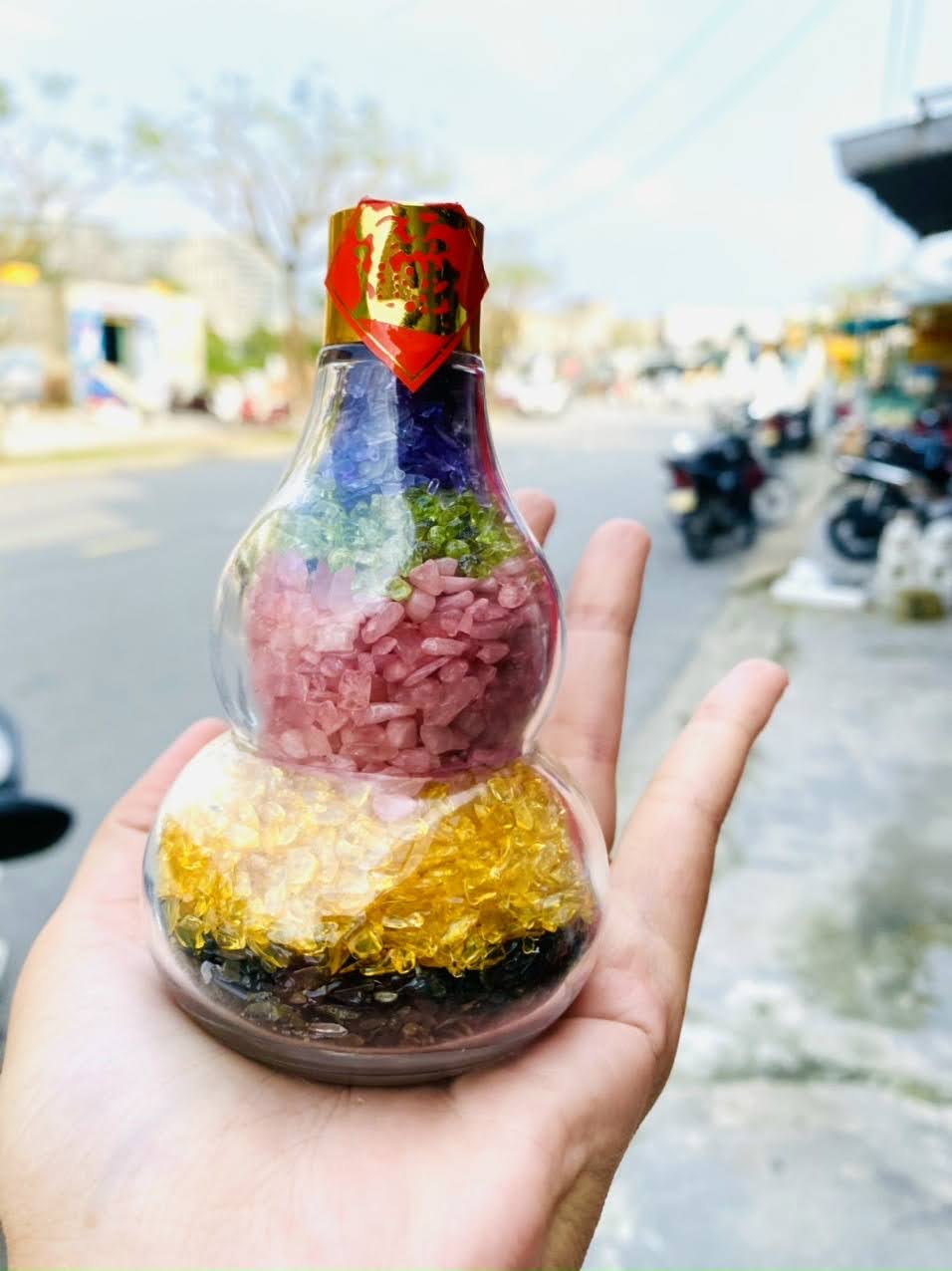 Hồ Lô chiêu tài lộc đá Thạch Anh ngũ sắc