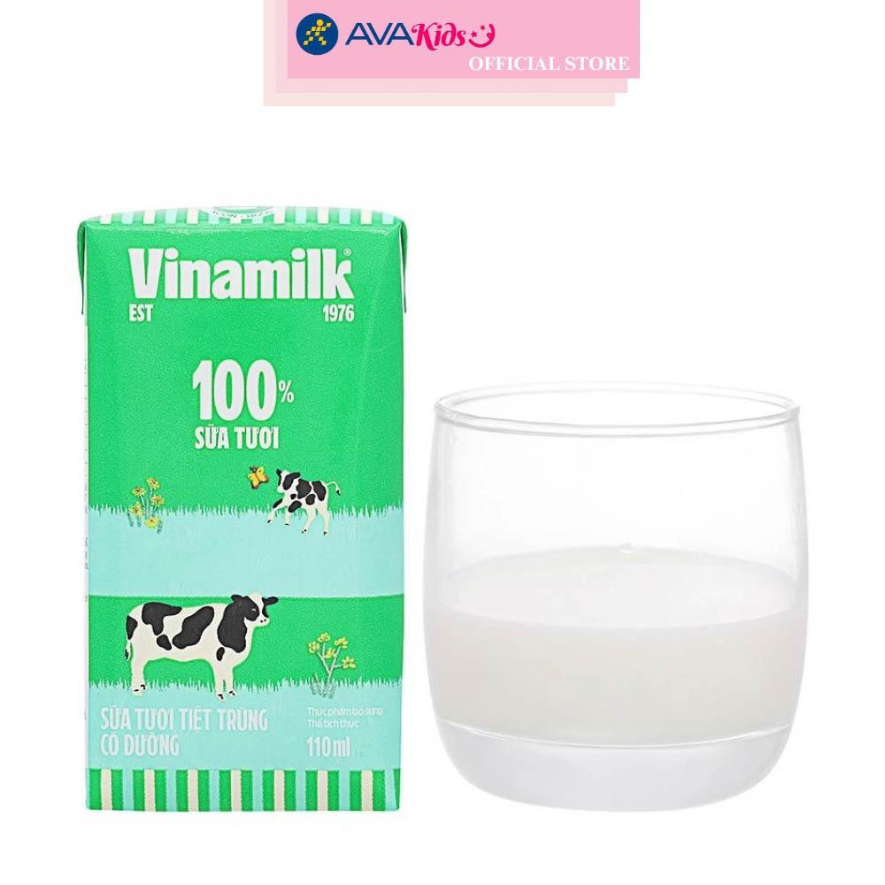 Lốc 4 hộp sữa tươi tiệt trùng Vinamilk có đường 110 ml (từ 1 tuổi)