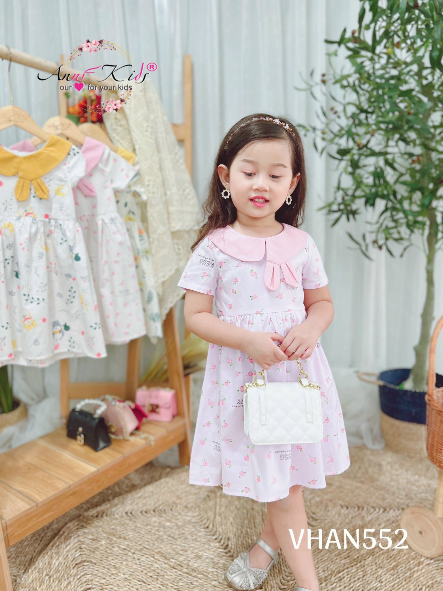 Váy cổ sen tai thỏ cho bé gái 7kg-33kg