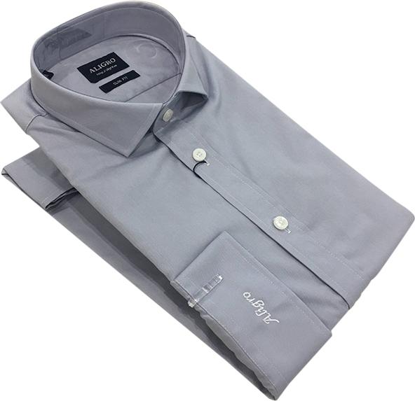 Áo sơ mi nam dài tay ALIGRO cổ bẻ dáng ôm body 100% chất cotton màu ghi ALGS170