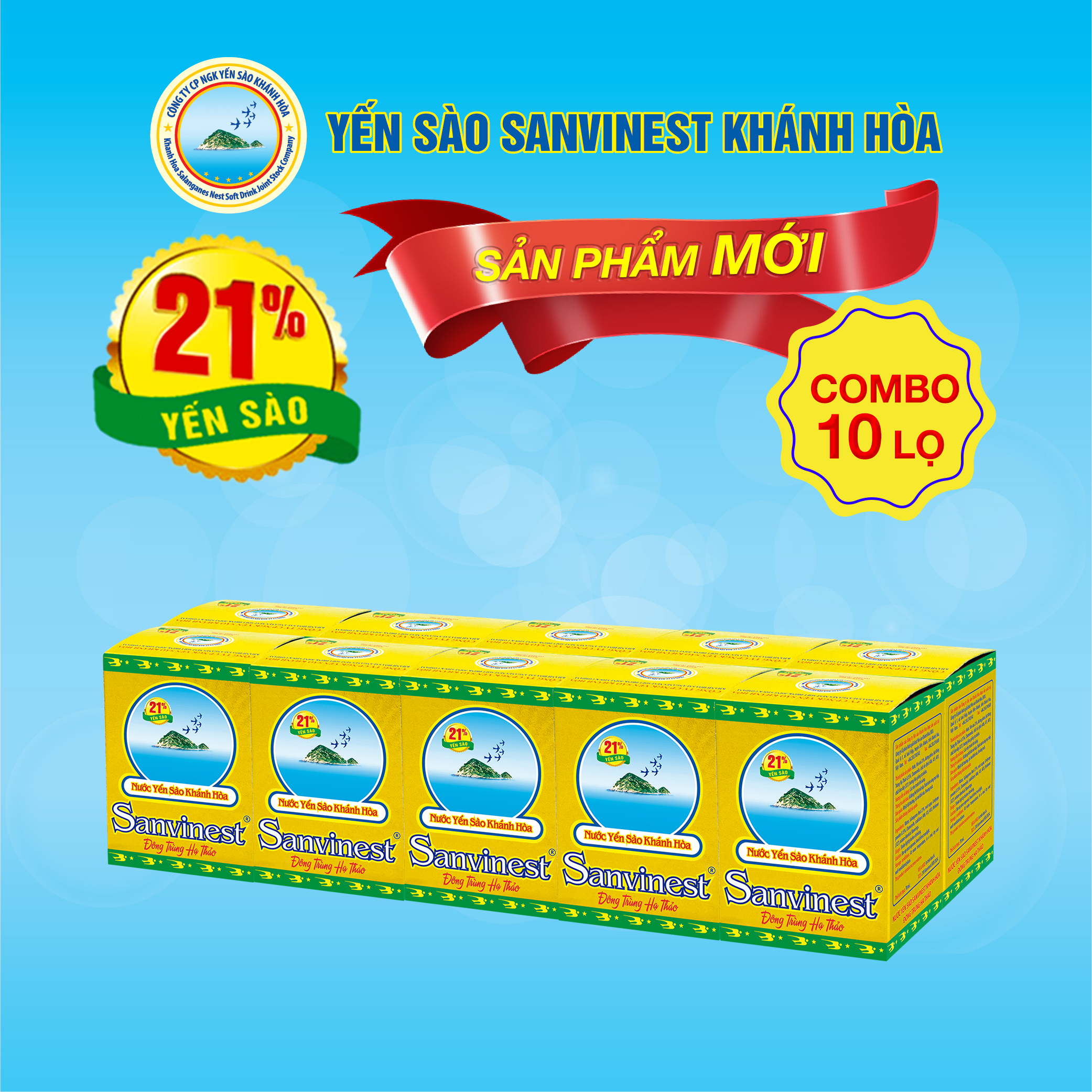 [Combo 10 lọ]  Nước Yến sào Sanvinest Khánh Hòa Đông Trùng Hạ Thảo 70ml - S208