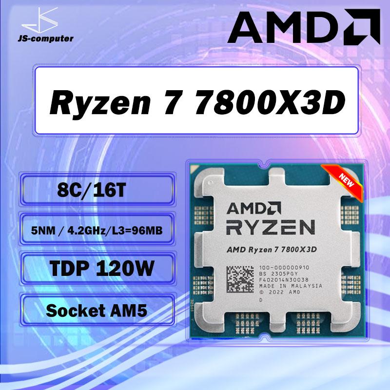 Mới AMD Ryzen 7 7800X3D R7 7800X3D 4.2 GHz 8 Nhân 16 Luồng 5NM 96M 100-100000910 Ổ Cắm AM5 Không Quạt