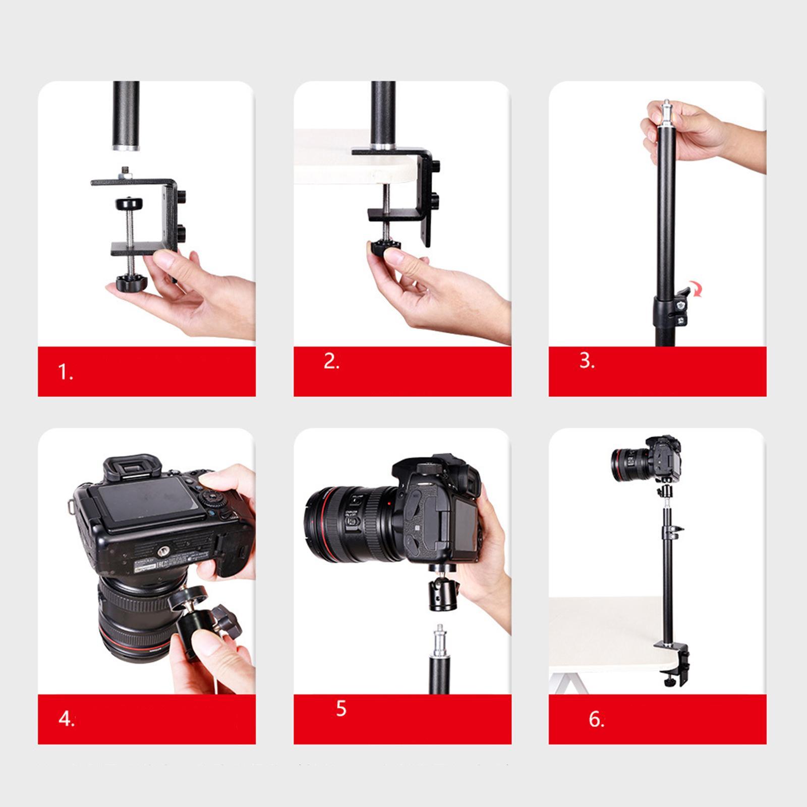 Desk Mount Stand Tabletop L clamp Mounting Adjustable Table Stand Aluminum for DSLR Camera light Panel Light Mic
