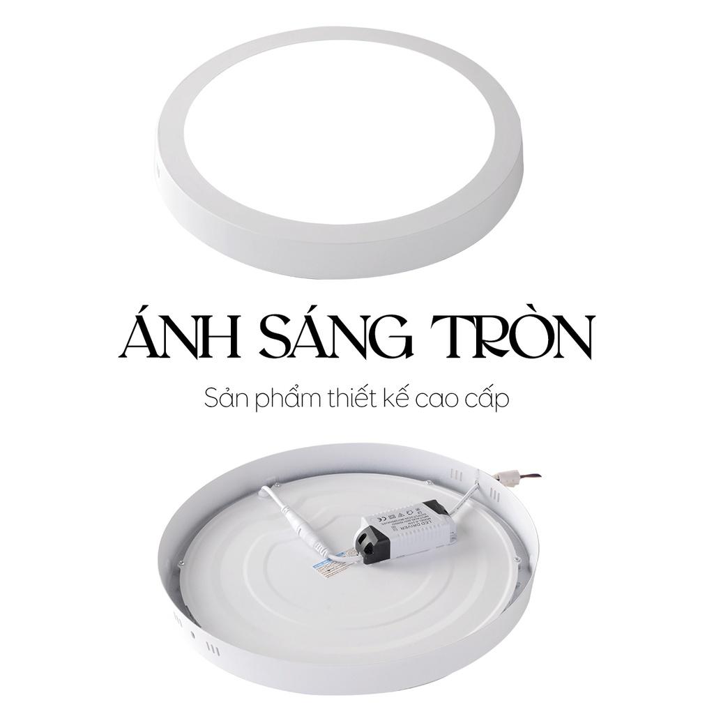 Đèn Ốp Nổi Trần Siêu Sáng mẫu tròn, vuông ánh sáng trắng 12W 18W và 24W, loại đèn trần hiên, hành lang cao cấp