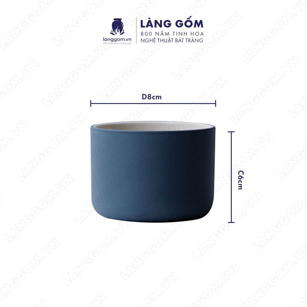 Set Cốc hình trụ không quai (lùn) + đĩa trơn - Kích thước: C6 x D8 cm - Gốm sứ Bát Tràng - langgom.vn