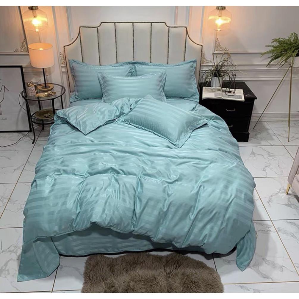 Bộ chăn ga Cotton sọc 3f chăn ga Hàn Quốc đủ màu đủ size miễn phí bo chun