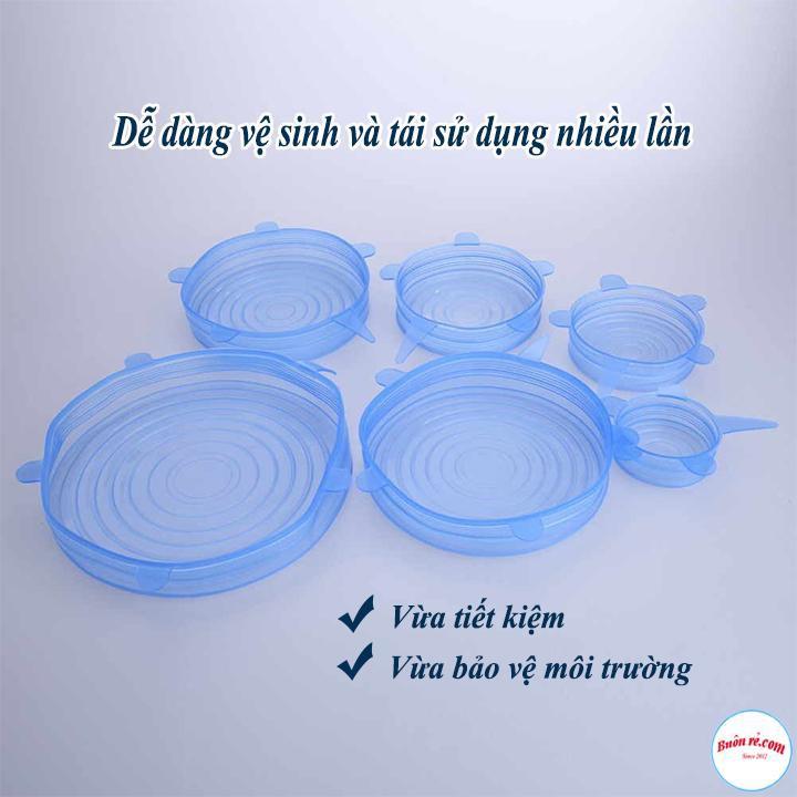 Combo 6 Nắp Đậy Silicon Bảo Quản Thực Phẩm Mềm Dẻo 00798