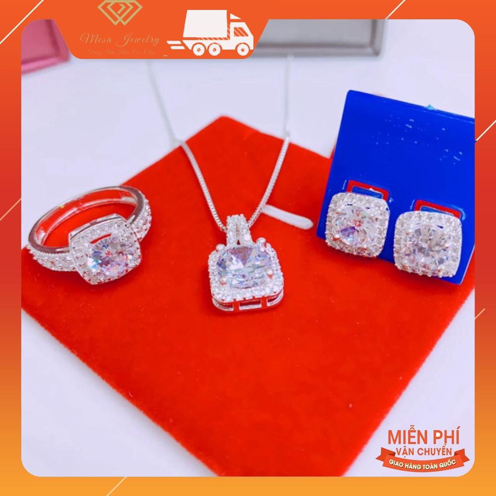 BỘ TRANG SỨC NỮ BẠC TA - BỘ ĐÁ VUÔNG