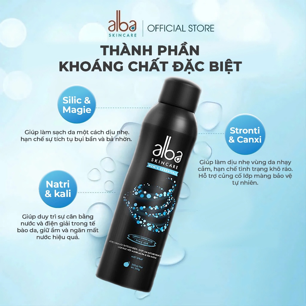 [QUÀ TẶNG] [MEN 200ML] Xịt khoáng Dành Cho Nam ALBA MEN'S ESSENTIALS 200ML