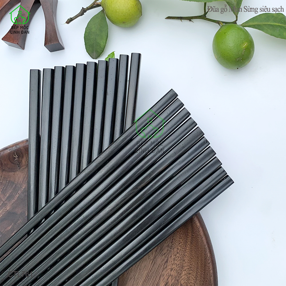 (5 Đôi) Đũa Nhật gỗ Mun Sừng Tự Nhiên Cao Cấp HAHANCO [CTL761-5] Đầu Gắp Thon Nhỏ