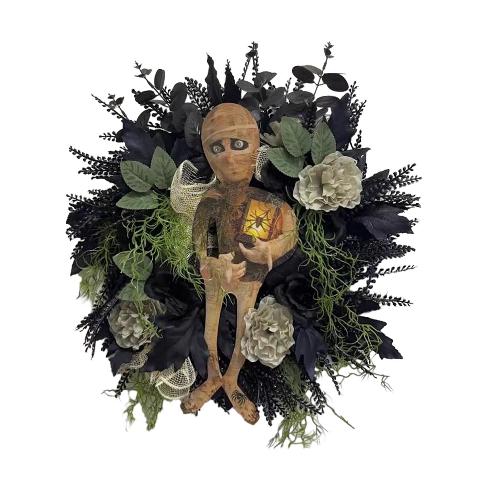 Halloween Wreath Flower Wreath Wall Hanging Artificial Wreaths Home Decor Indoor Front Door Wreath for Festivals Photo Props Party