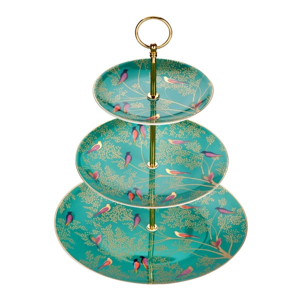 Portmeirion Sara Miller Chelsea Đĩa 3 tầng xanh Nhập khẩu Anh Quốc