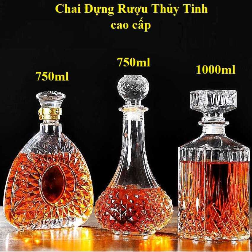 Mẫu Chai Đựng Rượu Đẹp (combo 3 cái 750ml , 1000ml , 750ml ) – Chai Thủy Tinh Đựng Rượu (A1,B5,B6)