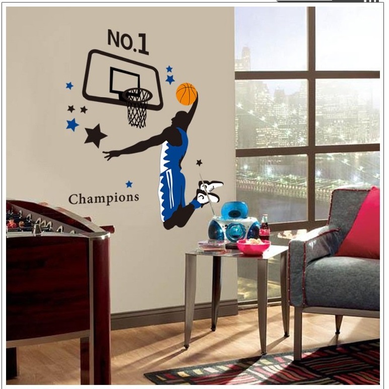 Decal dán tường bóng rổ Champions