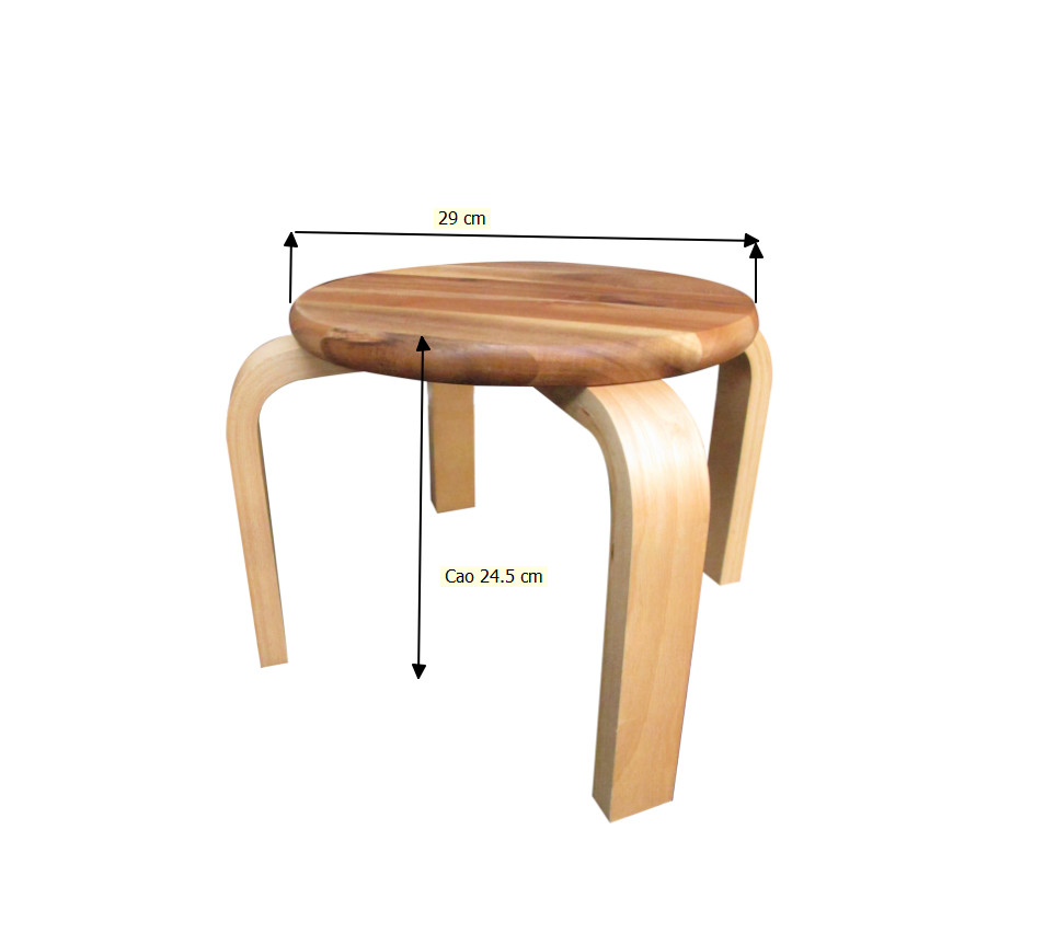 Ghế Đôn Tròn Gỗ Tràm Chân Cong Tự Nhiên - Kích Thước 29x29x25 cm - Gỗ Đức Thành 13151