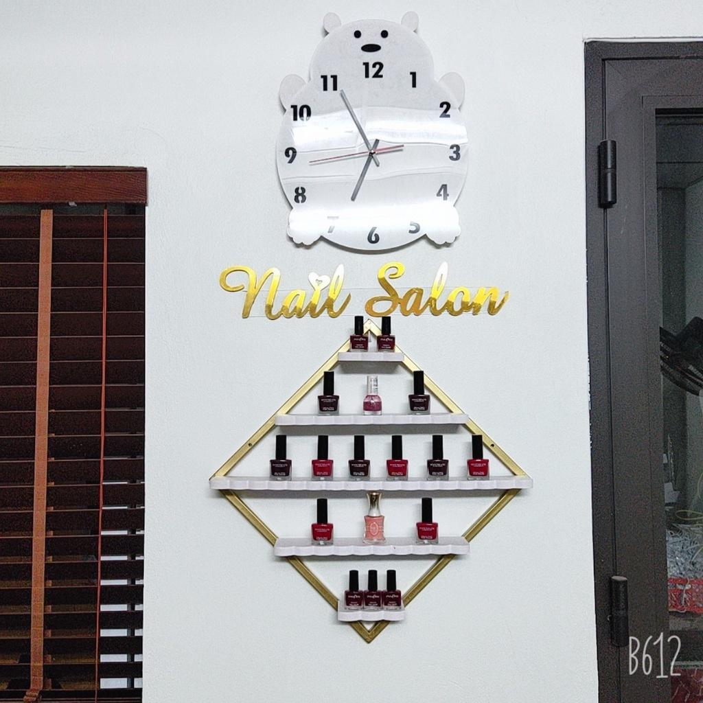 KỆ NAIL KHUNG VUÔNG + 3 THANH NGANG. để sơn nail và trang trí shop Nail - spa