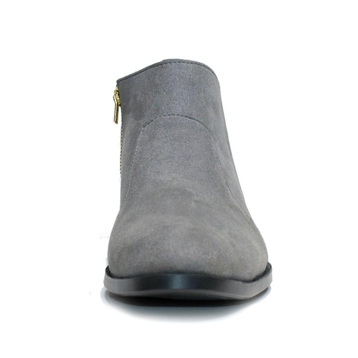 Giày Chelsea Boot Nam Cổ Khóa Rất Dễ Xỏ Da Búc Màu Xám Cực Đẹp - CB521-bucxamkhoa(DD)-Kèm Độn Đế Tăng Chiều Cao