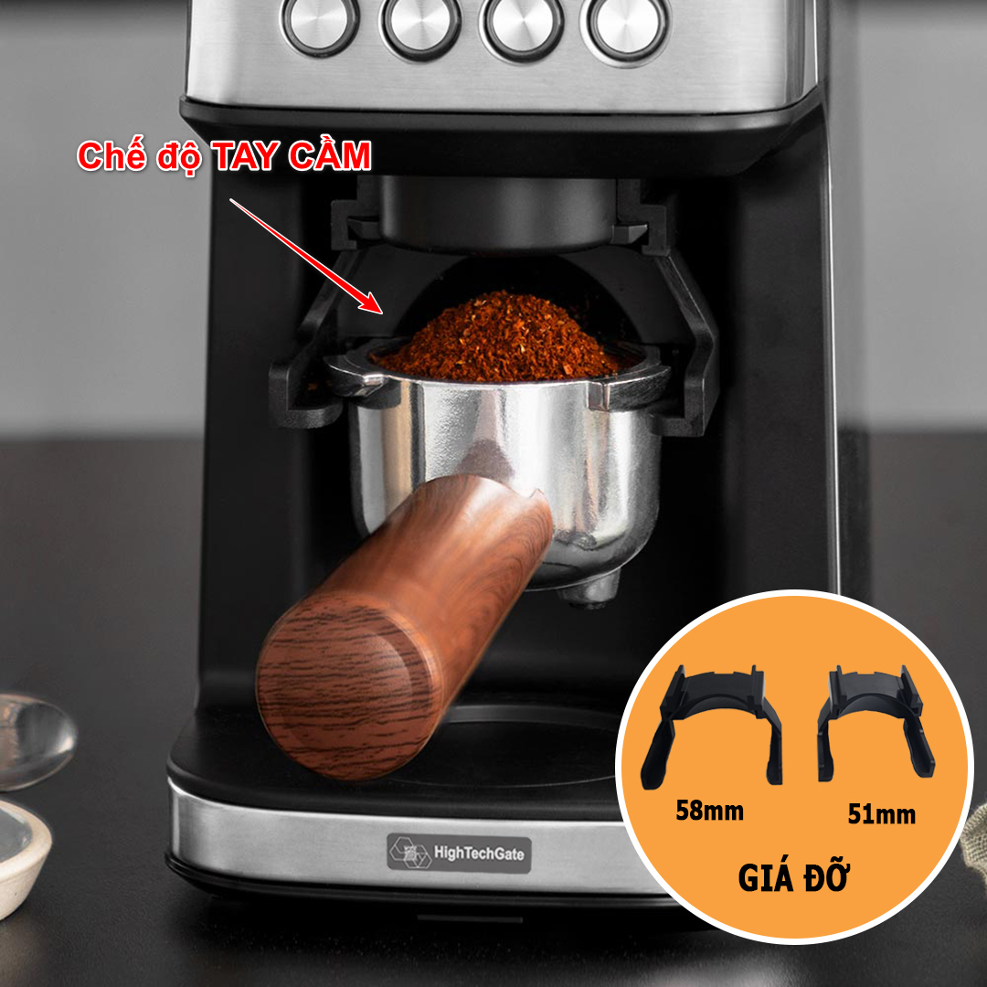 Máy Xay Cà Phê G5 HIGH TECH GATE CG05 Xay Hạt Cafe Pha Espresso, 31 Cấp Độ Xay Từ Thô Đến Mịn, Để Bàn Nhỏ Gọn, Giá Đỡ Tay Cầm 51mm và 58mm Tiện Lợi, Hàng Chính Hãng