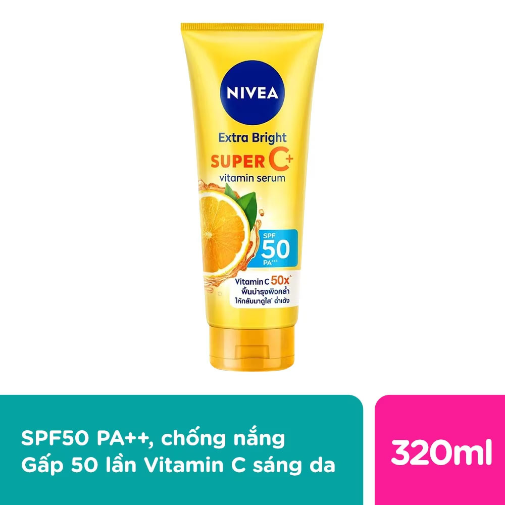 Tinh Chất Dưỡng Thể Nivea Sáng Da Extra Bright Super C+ Vitamin Serum SPF50 PA+++ 320ml