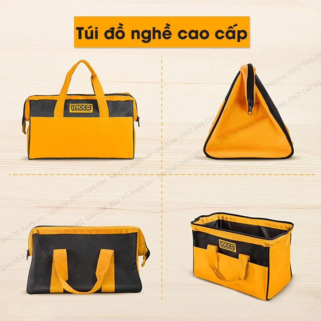 Túi đồ nghề dụng cụ INGCO HTBG28161 16 inch 12 ngăn, miệng rộng chống thấm nước Giỏ đựng dụng cụ đa năng