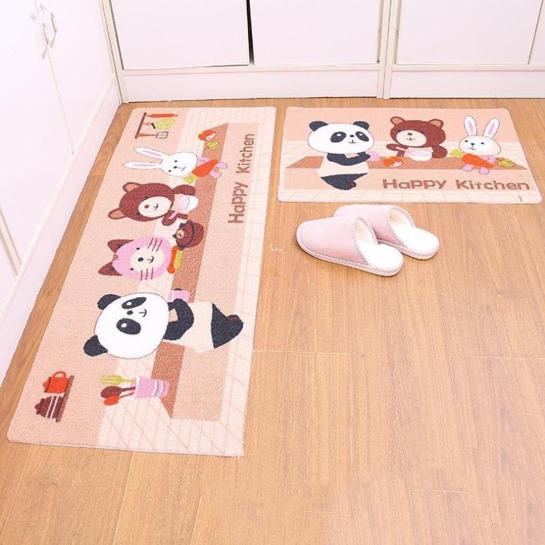 Thảm Nhà Bếp Cao Cấp, Bộ Thảm bếp 3D (1 thảm ngắn + 1 thảm dài) (Giao Hình Ngẫu Nhiên)